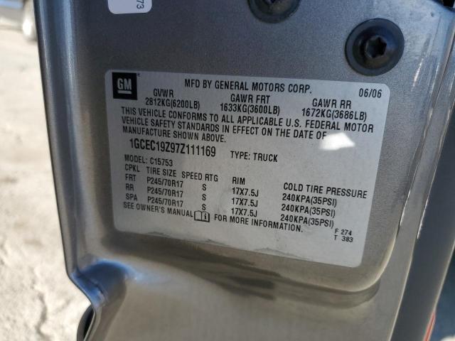 1GCEC19Z97Z111169 - 2007 CHEVROLET SILVERADO C1500 CLASSIC GRAY photo 12