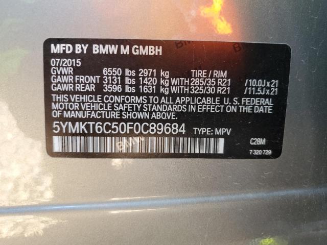 5YMKT6C50F0C89684 - 2015 BMW X5 M SILVER photo 13