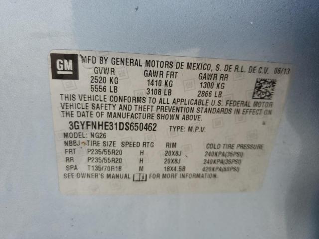 3GYFNHE31DS650462 - 2013 CADILLAC SRX PERFORMANCE COLLECTION ლურჯი ფოტო 12