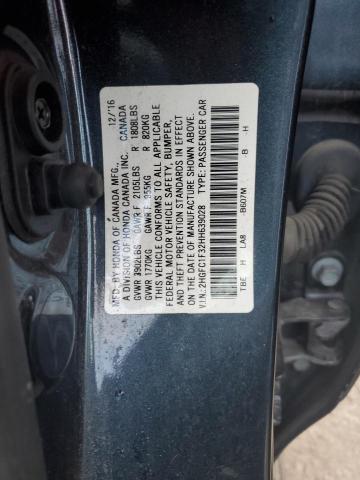 2HGFC1F32HH639028 - 2017 HONDA CIVIC EX BLUE photo 12