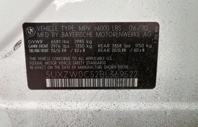 5UXZW0C52BL369522 - 2011 BMW X5 XDRIVE35D WHITE photo 10