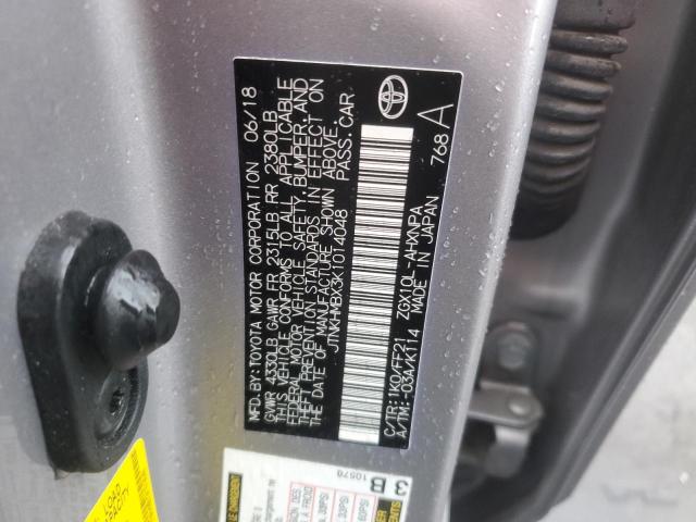 JTNKHMBX3K1014048 - 2019 TOYOTA C-HR XLE SILVER photo 12