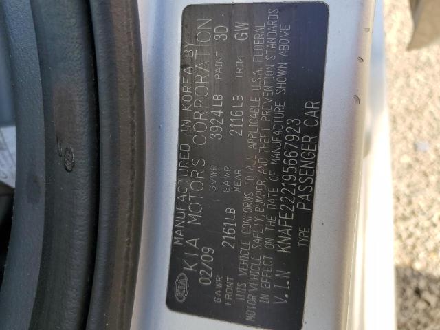 KNAFE222195667923 - 2009 KIA SPECTRA EX SILVER photo 12