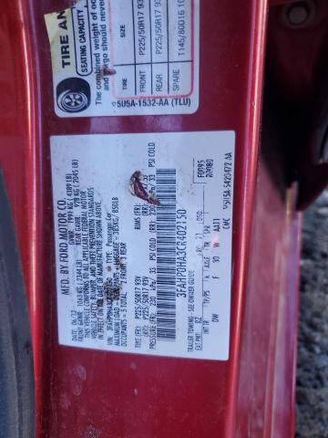 3FAHP0HA3CR402150 - 2012 FORD FUSION SE RED photo 13