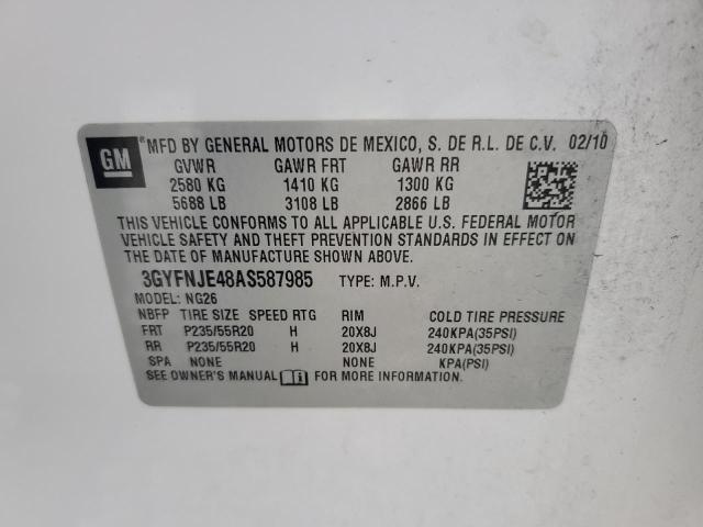 3GYFNJE48AS587985 - 2010 CADILLAC SRX PERFORMANCE COLLECTION Blanc photo 14