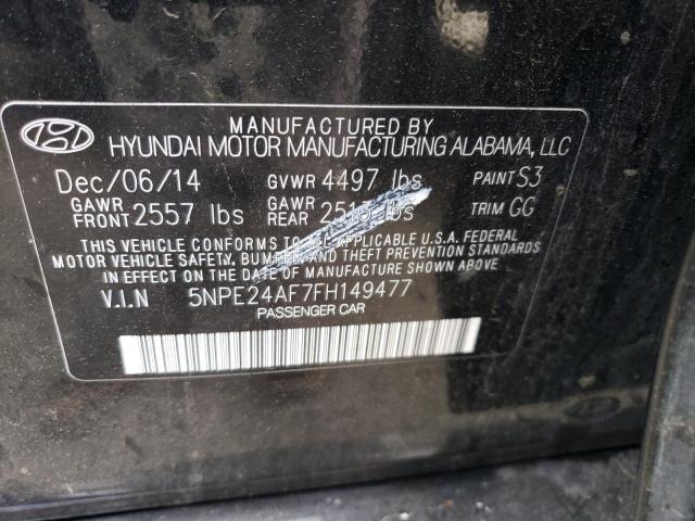 5NPE24AF7FH149477 - 2015 HYUNDAI SONATA SE BLACK photo 12