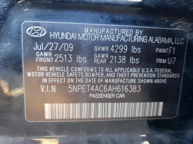 5NPET4AC6AH616383 - 2010 HYUNDAI SONATA GLS BLACK photo 13