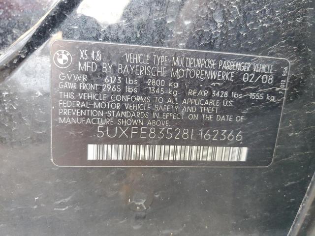 5UXFE83528L162366 - 2008 BMW X5 4.8I BLACK photo 13