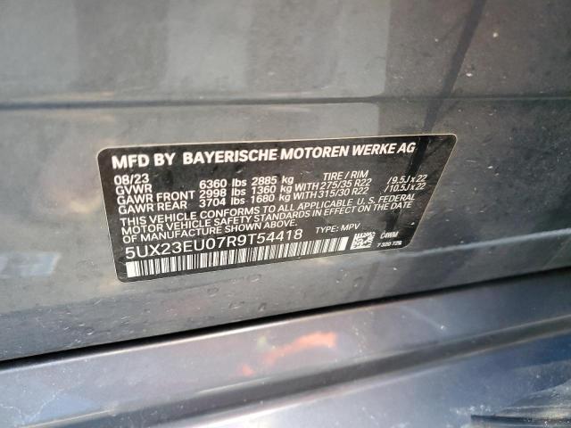5UX23EU07R9T54418 - 2024 BMW X5 XDRIVE40I GRAY photo 13