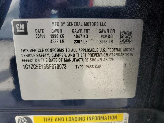 1G1ZC5E16BF370973 - 2011 CHEVROLET MALIBU 1LT 蓝色 照片 13