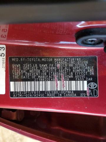 2T1BR32E46C620308 - 2006 TOYOTA COROLLA CE RED photo 12