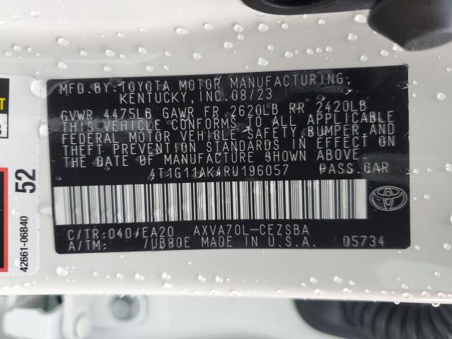 4T1G11AK4RU196057 - 2024 TOYOTA CAMRY SE NIGHT SHADE WHITE photo 12