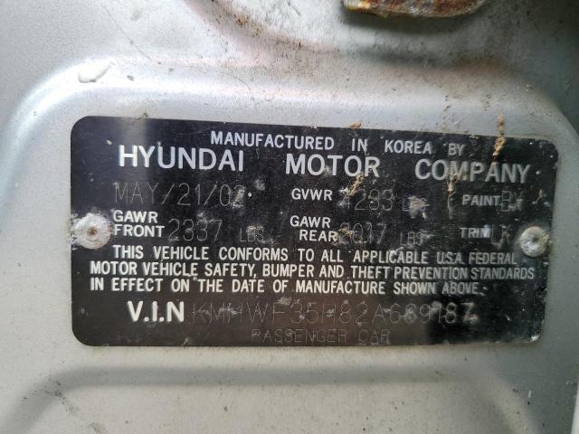 KMHWF35H82A689187 - 2002 HYUNDAI SONATA GLS SILVER photo 12