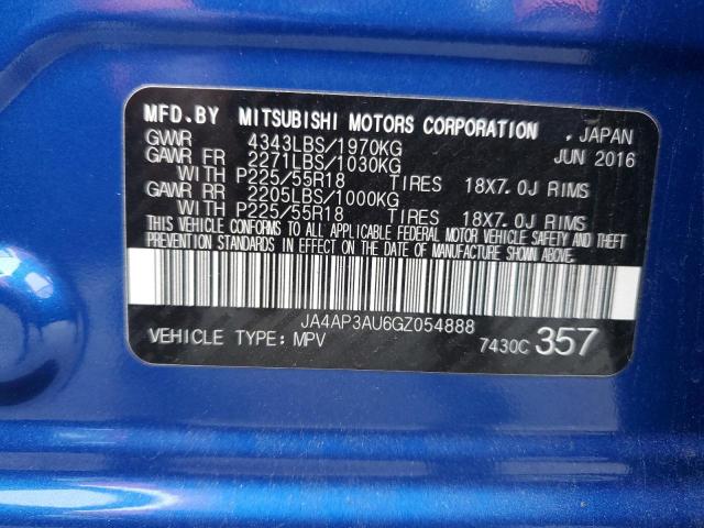 JA4AP3AU6GZ054888 - 2016 MITSUBISHI OUTLANDER ES BLUE photo 12