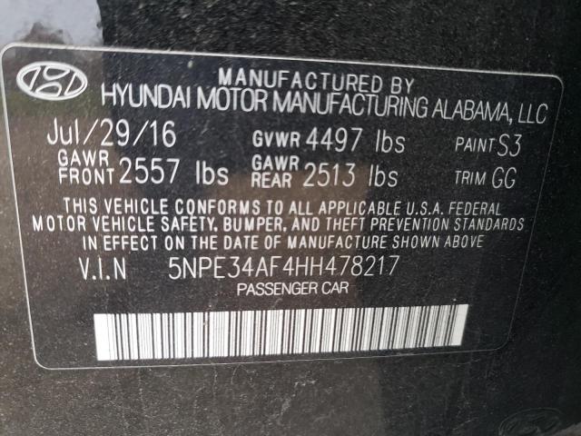 5NPE34AF4HH478217 - 2017 HYUNDAI SONATA SPORT BLACK photo 12