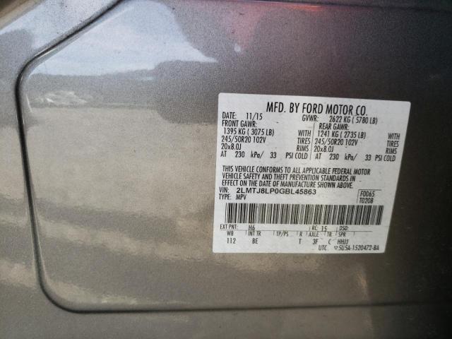 2LMTJ8LP0GBL45863 - 2016 LINCOLN MKX RESERVE Gümüş foto 13