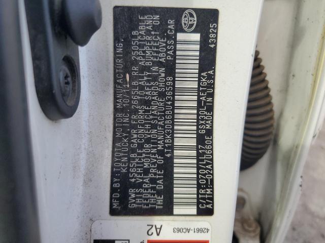 4T1BK3DB6BU436598 - 2011 TOYOTA AVALON BASE 白色 照片 13