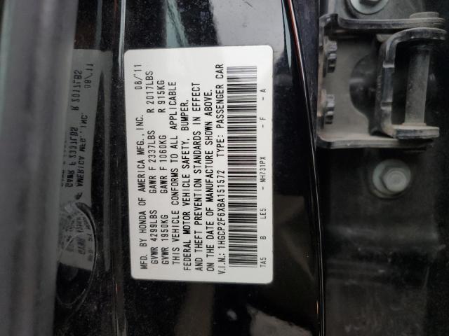 1HGCP2F6XBA151572 - 2011 HONDA ACCORD SE BLACK photo 12