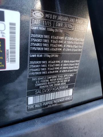 SALGV3EFXGA269604 - 2016 LAND ROVER RANGE ROVE AUTOBIOGRAPHY GRAY photo 13