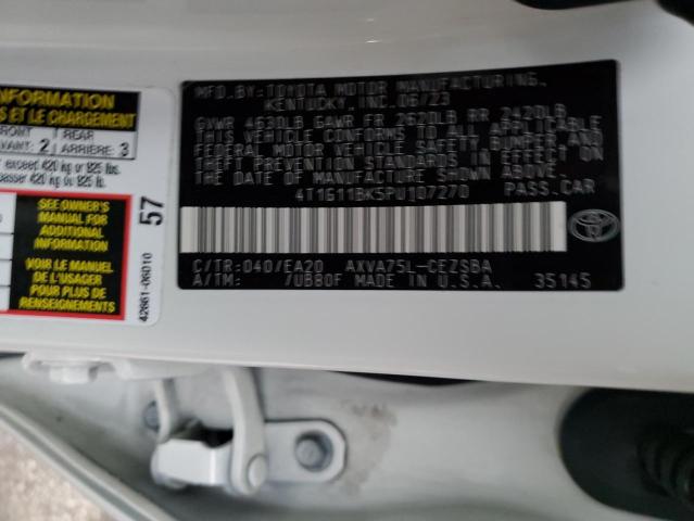 4T1G11BK5PU107270 - 2023 TOYOTA CAMRY SE NIGHT SHADE WHITE photo 12