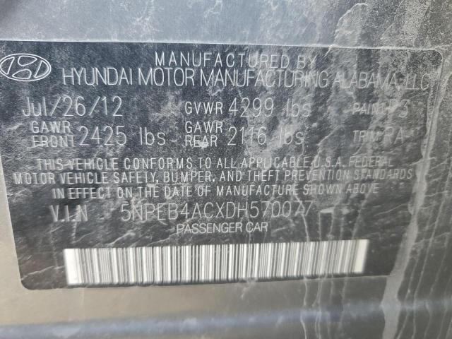 5NPEB4ACXDH570077 - 2013 HYUNDAI SONATA GLS GRAY photo 12