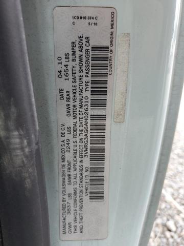 3VWRG3AG6AM026310 - 2010 VOLKSWAGEN NEW BEETLE TURQUOISE photo 12