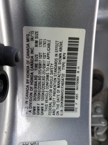 2HKRM4H51FH654732 - 2015 HONDA CR-V EX SILVER photo 13