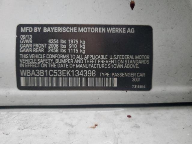 WBA3B1C53EK134398 - 2014 BMW 320 I WHITE photo 12