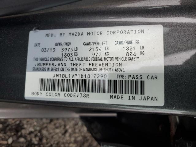 JM1BL1VP1D1812290 - 2013 MAZDA 3 I GRAY photo 12