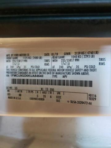 1FMCU9GD6KUA84640 - 2019 FORD ESCAPE SE WHITE photo 14