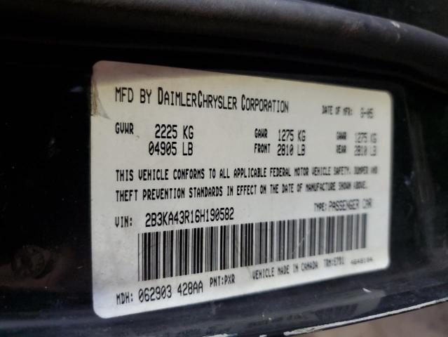 2B3KA43R16H190582 - 2006 DODGE CHARGER SE BLACK photo 12