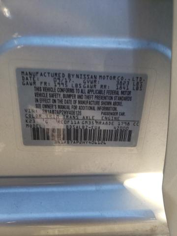 3N1AB7AP2HY406126 - 2017 NISSAN SENTRA S SILVER photo 12