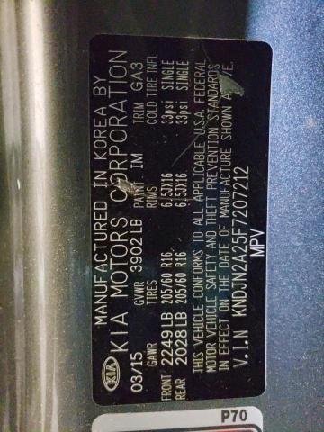 KNDJN2A25F7207212 - 2015 KIA SOUL GRAY photo 12