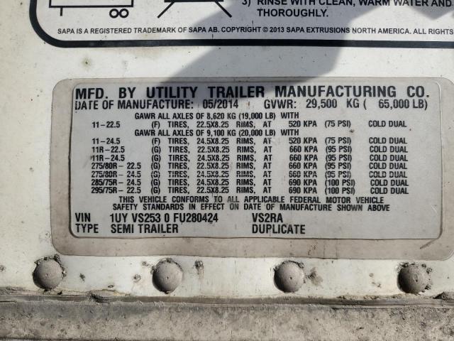 1UYVS2530FU280424 - 2015 UTILITY TRAILER WHITE photo 10