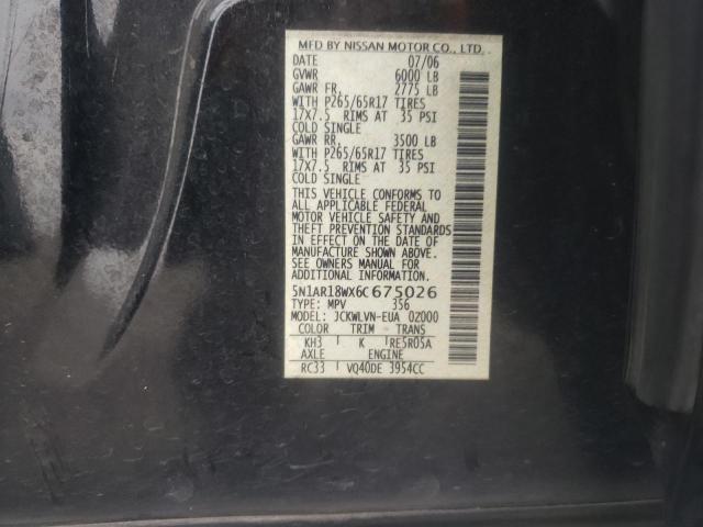 5N1AR18WX6C675026 - 2006 NISSAN PATHFINDER LE 黑色 照片 13