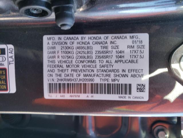 2HKRW6H37JH205990 - 2018 HONDA CR-V LX CHARCOAL photo 12