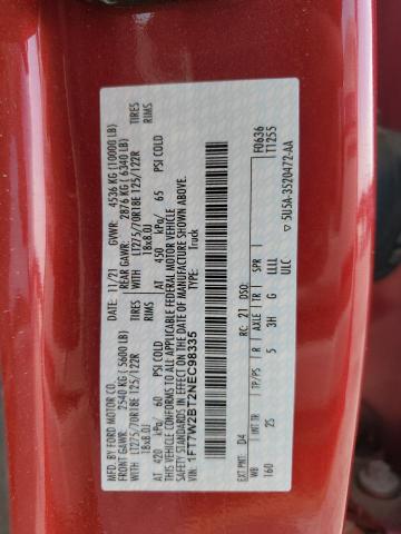 1FT7W2BT2NEC98335 - 2022 FORD F250 SUPER DUTY RED photo 13