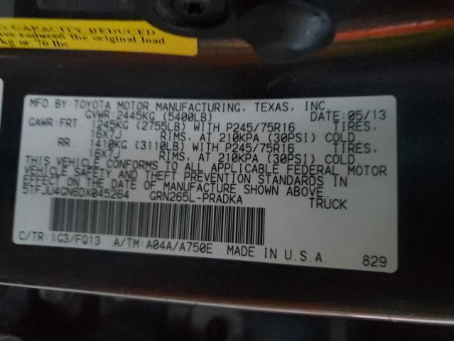 5TFJU4GN6DX045264 - 2013 TOYOTA TACOMA DOUBLE CAB PRERUNNER GRAY photo 13