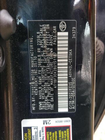 4T1BF3EK2BU151187 - 2011 TOYOTA CAMRY BASE BLACK photo 13