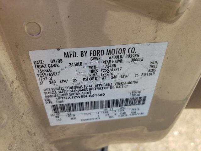 1FTRX12W88FB51560 - 2008 FORD F150 BROWN photo 12