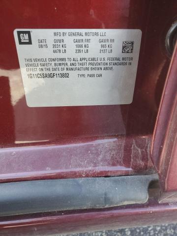 1G11C5SA9GF113802 - 2016 CHEVROLET MALIBU LIM LT 红色 照片 12