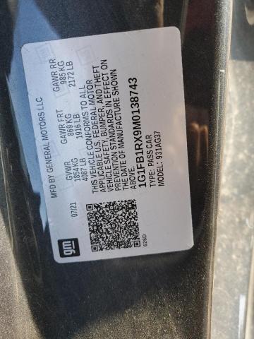 1G1FB1RX9M0138743 - 2021 CHEVROLET CAMARO LS GRAY photo 12