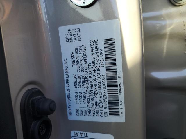 5J6RW2H87JL003824 - 2018 HONDA CR-V EXL SILVER photo 13