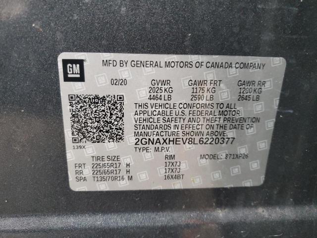 2GNAXHEV8L6220377 - 2020 CHEVROLET EQUINOX LS GRAY photo 13