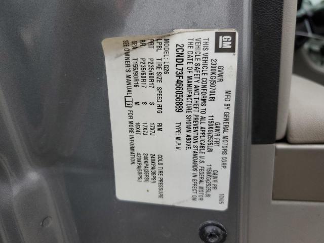 2CNDL73F466056889 - 2006 CHEVROLET EQUINOX LT GRAY photo 13