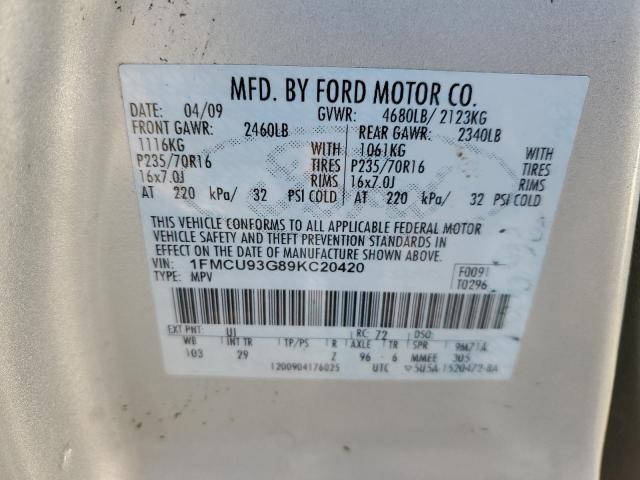 1FMCU93G89KC20420 - 2009 FORD ESCAPE XLT SILVER photo 13