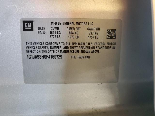 1G1JA5SH0F4160729 - 2015 CHEVROLET SONIC LS 银色 照片 13