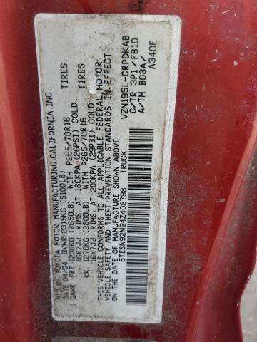 5TESN92N94Z408798 - 2004 TOYOTA TACOMA XTRACAB PRERUNNER ბურგუნდია ფოტო 13
