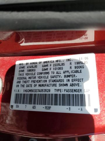 1HGCM56327A053529 - 2007 HONDA ACCORD SE RED photo 12