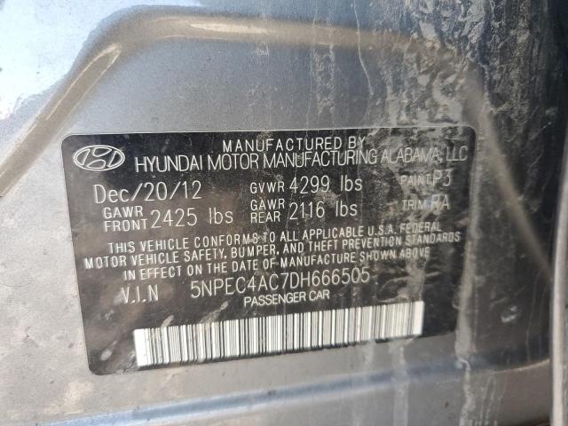 5NPEC4AC7DH666505 - 2013 HYUNDAI SONATA SE GRAY photo 12